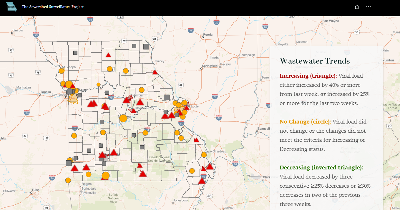 Map of Missouri wastewater trends